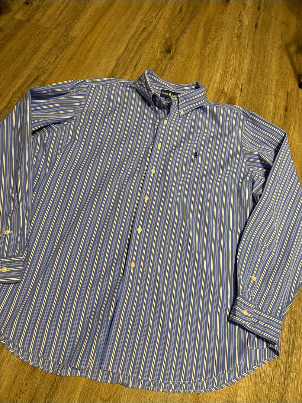 NWOT Polo Ralph Lauren Blue, White & Navy Stripe Button-Down Shirt Crisp Cotton